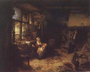 adriaen van ostade Interior with Peasants oil